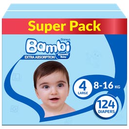 Bambi Size (4) Jumbo Box 124 Diapers New