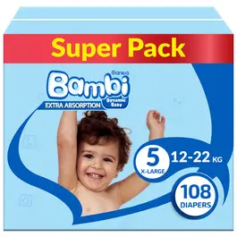 Bambi Size (5) Jumbo Box 108 Diapers New